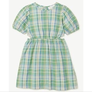 NWT Free Assembly Green Plaid Puff Sleeve Cotton Dress Size XS (4/5)